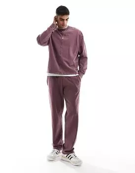 Прямые джоггеры ASOS DESIGN бордового цвета — часть комплекта