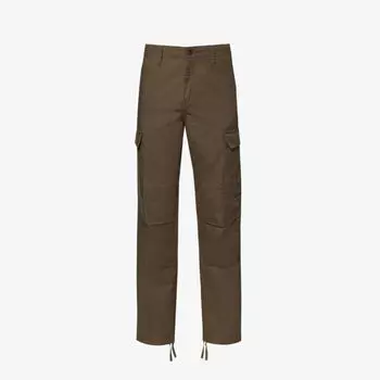 Прямые хлопковые брюки с фирменной нашивкой Carhartt Wip, цвет cypress