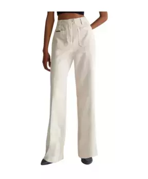 Прямые хлопковые брюки с металлической деталью. Liu Jo, серый