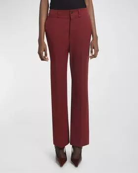 Прямые хлопковые брюки со средней посадкой Saint Laurent, цвет Fuxiablk