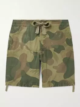 Прямые хлопковые шорты с камуфляжным принтом и завязками на шнурке POLO RALPH LAUREN, зеленый