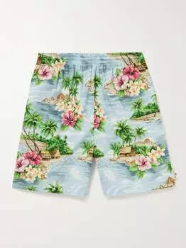 Прямые хлопковые шорты с принтом Go Barefoot, синий