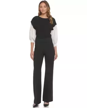 Прямые и гладкие женские деловые брюки DKNY, черный