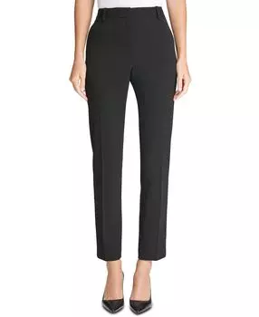 Прямые классические брюки из эластичного крепа Essex DKNY, черный