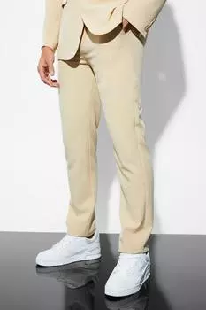 Прямые костюмные брюки Boohoo, бежевый