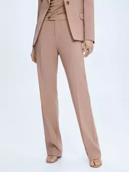 Прямые костюмные брюки из смесовой шерсти Mango Rose, светло-розовые