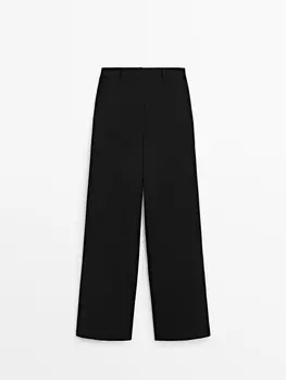 Прямые креповые брюки-комбинезон Massimo Dutti, черный