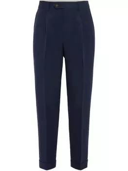 Прямые льняные брюки Brunello Cucinelli, синий