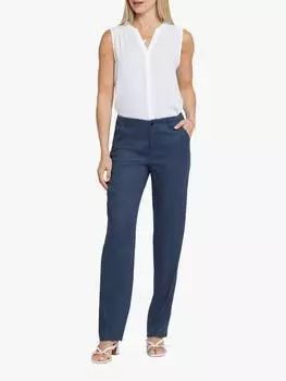 Прямые льняные брюки marilyn из смесового полотна NYDJ, цвет Oxford Navy
