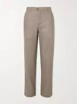 Прямые льняные брюки с поясом OLIVER SPENCER, камень