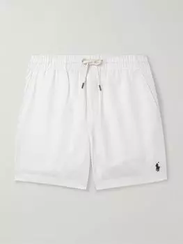 Прямые льняные шорты Prepster с вышитым логотипом и завязками POLO RALPH LAUREN, белый