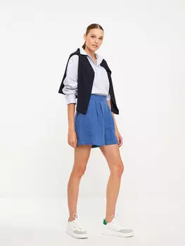 Прямые льняные женские шорты стандартного кроя с эластичной резинкой на талии Southblue