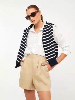 Прямые льняные женские шорты стандартного кроя с эластичной резинкой на талии Southblue