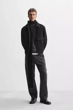 Прямые мягкие брюки ZARA, антрацитово-серый