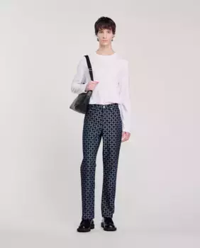 Прямые мужские джинсы с квадратным крестом Sandro, темно-синий