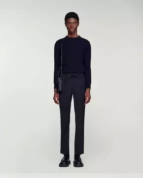 Прямые мужские классические брюки стрейч Sandro, черный