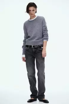 Прямые низкие джинсы H&M, серый