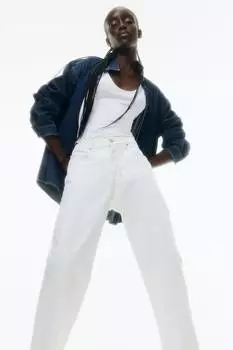 Прямые обычные джинсы H&M, белый