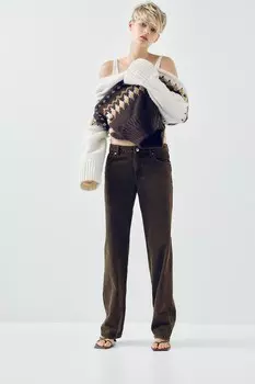 Прямые обычные джинсы H&M, коричневый