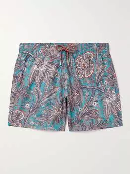 Прямые плавки средней длины с принтом ETRO, синий