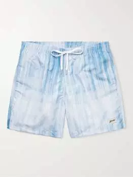 Прямые плавки средней длины с принтом из переработанных материалов BATHER, синий
