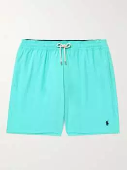 Прямые плавки средней длины Traveler из переработанных материалов POLO RALPH LAUREN, бирюзовый