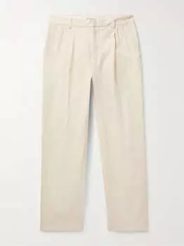 Прямые плиссированные брюки Beckworth из хлопка и габардина ORLEBAR BROWN, бежевый