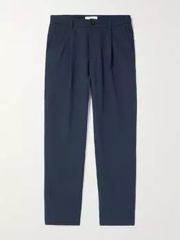 Прямые плиссированные брюки из смесового хлопка сирсакер Mr P., нави