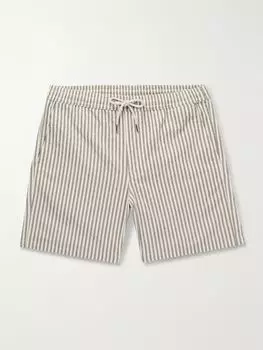 Прямые полосатые шорты Gregor из хлопковой смеси на завязках NN07, серо-зеленый