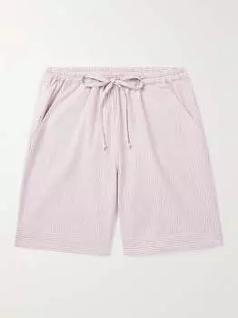 Прямые полосатые шорты из хлопка сирсакер с кулиской LORETTA CAPONI, розовый