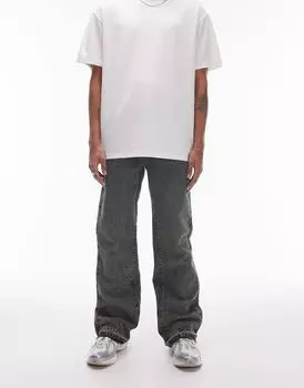 Прямые расклешенные джинсы Topman мраморно-синего цвета