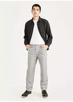 Прямые серые мужские брюки с нормальной талией и прямыми штанинами A2296-0005 Dockers, серый