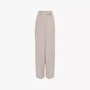 Прямые шелковые брюки со средней посадкой и складками Giorgio Armani, серый