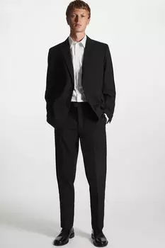 Прямые шерстяные брюки обычного кроя, черный