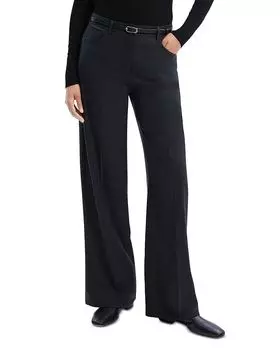 Прямые шерстяные брюки с пятью карманами Theory, серый