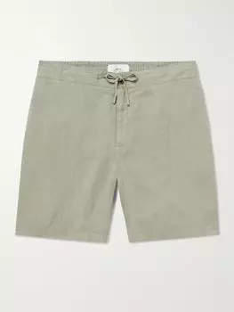 Прямые шорты-бермуды из окрашенного в готовом виде льна с завязками MR P., зеленый