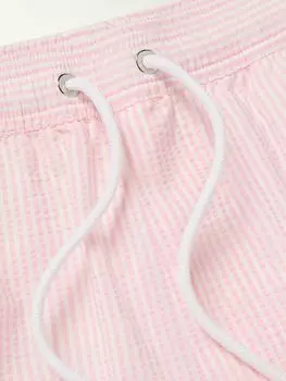 Прямые шорты для плавания средней длины из полосатой ткани сирсакер MR P., розовый