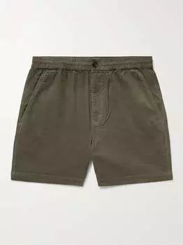 Прямые шорты из хлопка и вельвета, окрашенные в готовом виде ALEX MILL, зеленый