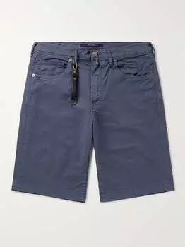 Прямые шорты из смесового хлопка и габардина INCOTEX, синий