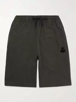 Прямые шорты из смесового хлопкового джерси с кулиской ISABEL MARANT, черный