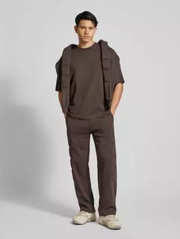 Прямые спортивные брюки с эластичным поясом REVIEW, темно-коричневый