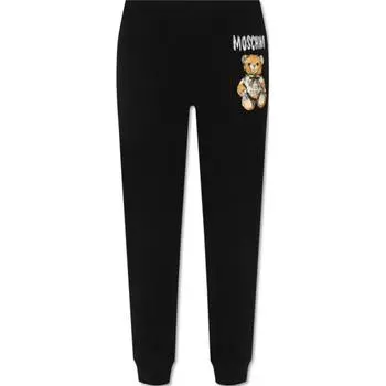 Прямые спортивные брюки с принтом плюшевого мишки MOSCHINO, черный