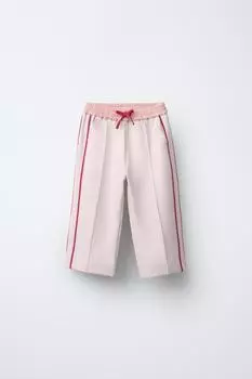 Прямые спортивные брюки ZARA, экрю