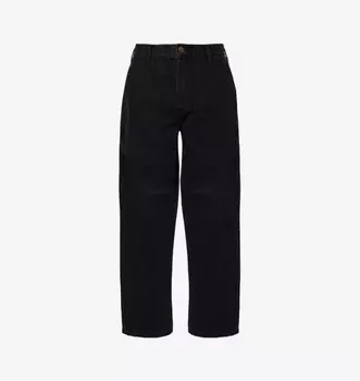 Прямые свободные джинсы с фирменными нашивками и карманами Palmes, черный