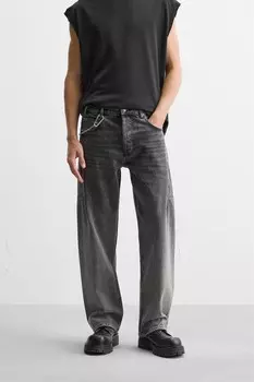 Прямые свободные джинсы ZARA, черный