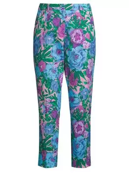 Прямые укороченные брюки Domino из эластичного хлопка Weekend Max Mara, зеленый