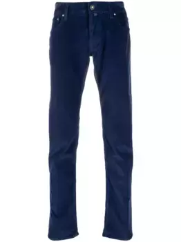 Прямые вельветовые брюки с заниженной талией JACOB COHEN, синий