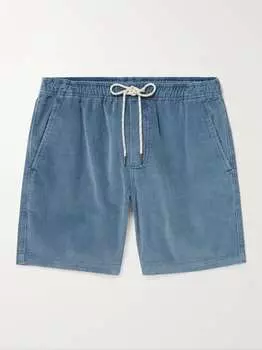 Прямые вельветовые шорты из смеси органического хлопка с кулиской FAHERTY, синий