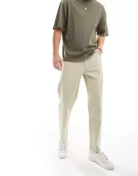 Прямые винтажные джинсы песочного цвета Bershka