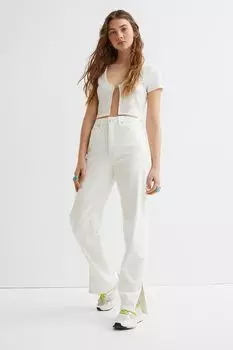 Прямые высокие джинсы H&amp;M, белый